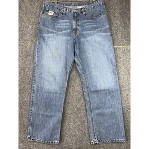 Cinch White Label Jeans 38x30 Blue Straight Leg Cowboy Western Whiskered Denim